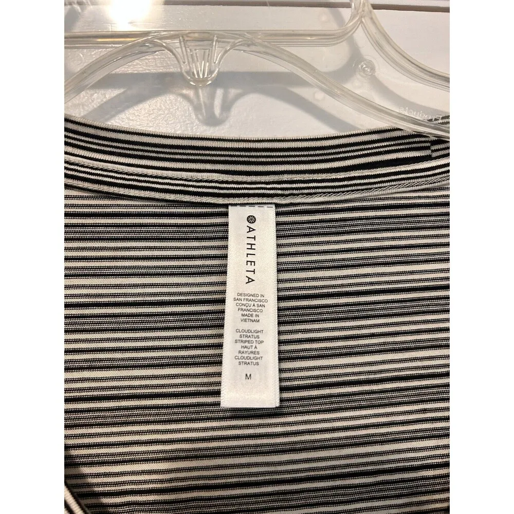 Athleta Cloudlight Stratus Black Ivory Stripe Long Sleeve Size Medium Athletic - Image 2