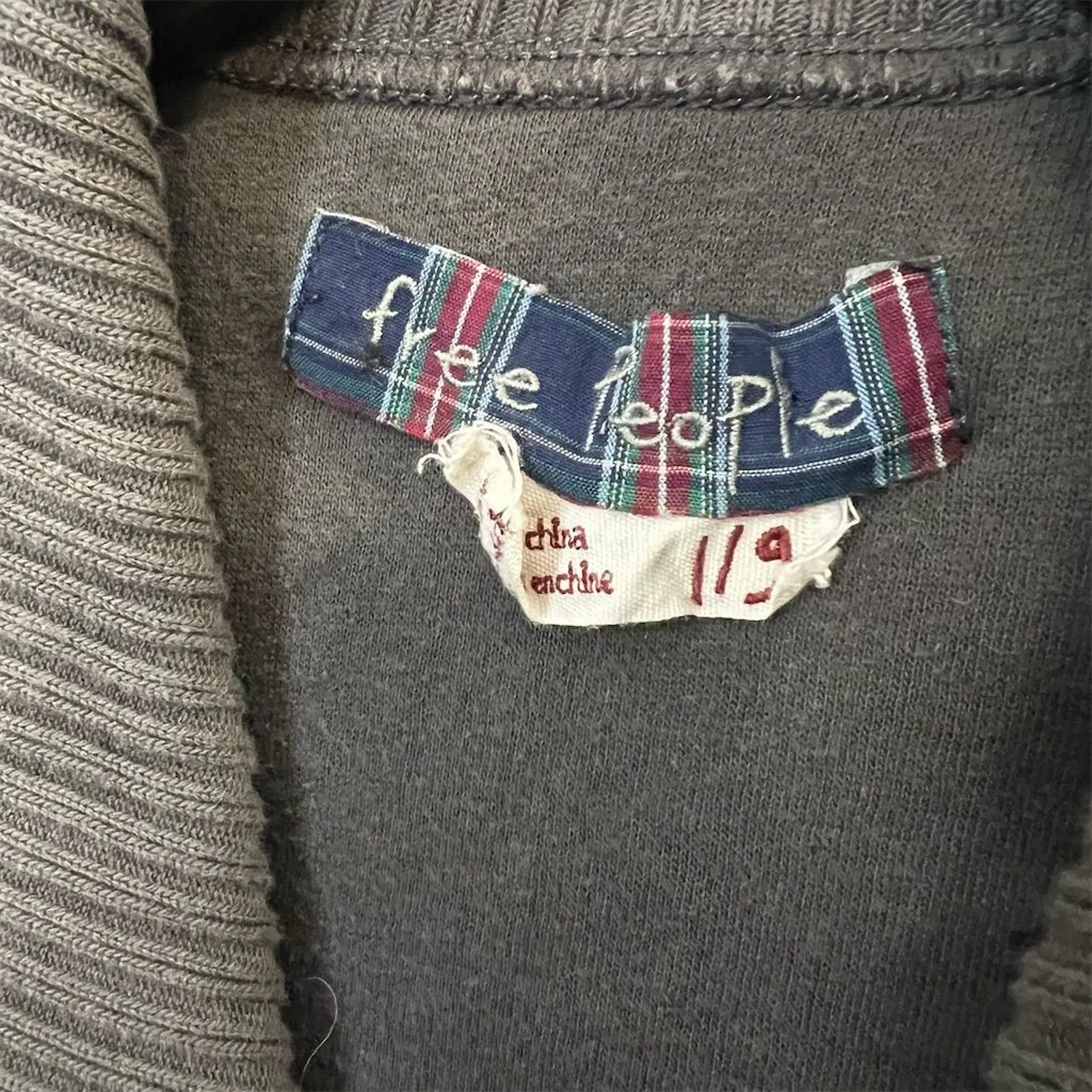 Free People Y2K Knit Sweater Mini Dress Size Large Gray Short Sleeve Collared - Image 8