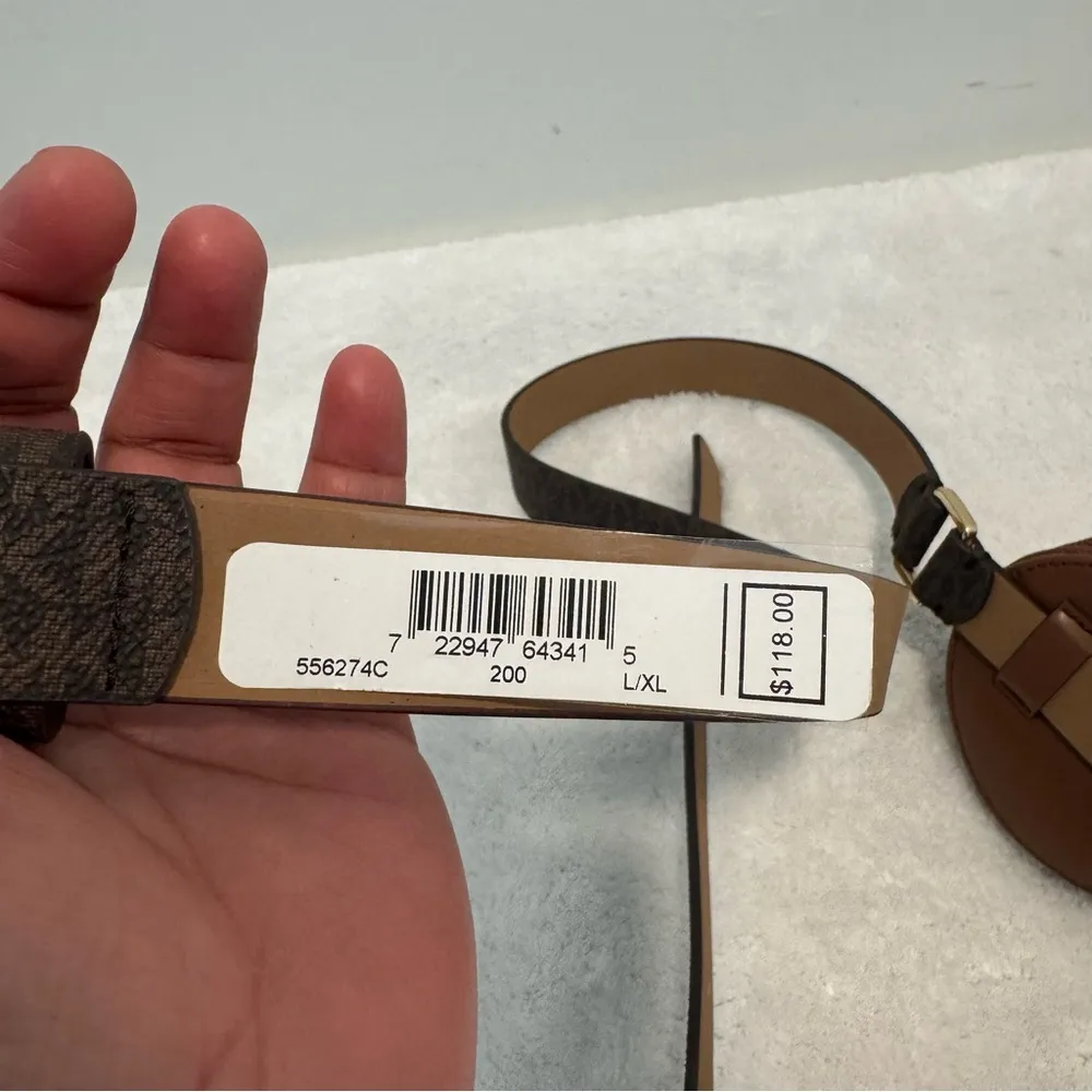 Michael Kors Double Utility Belt Bag MK Print Chocolate Brown NWT size L/XL - Image 2