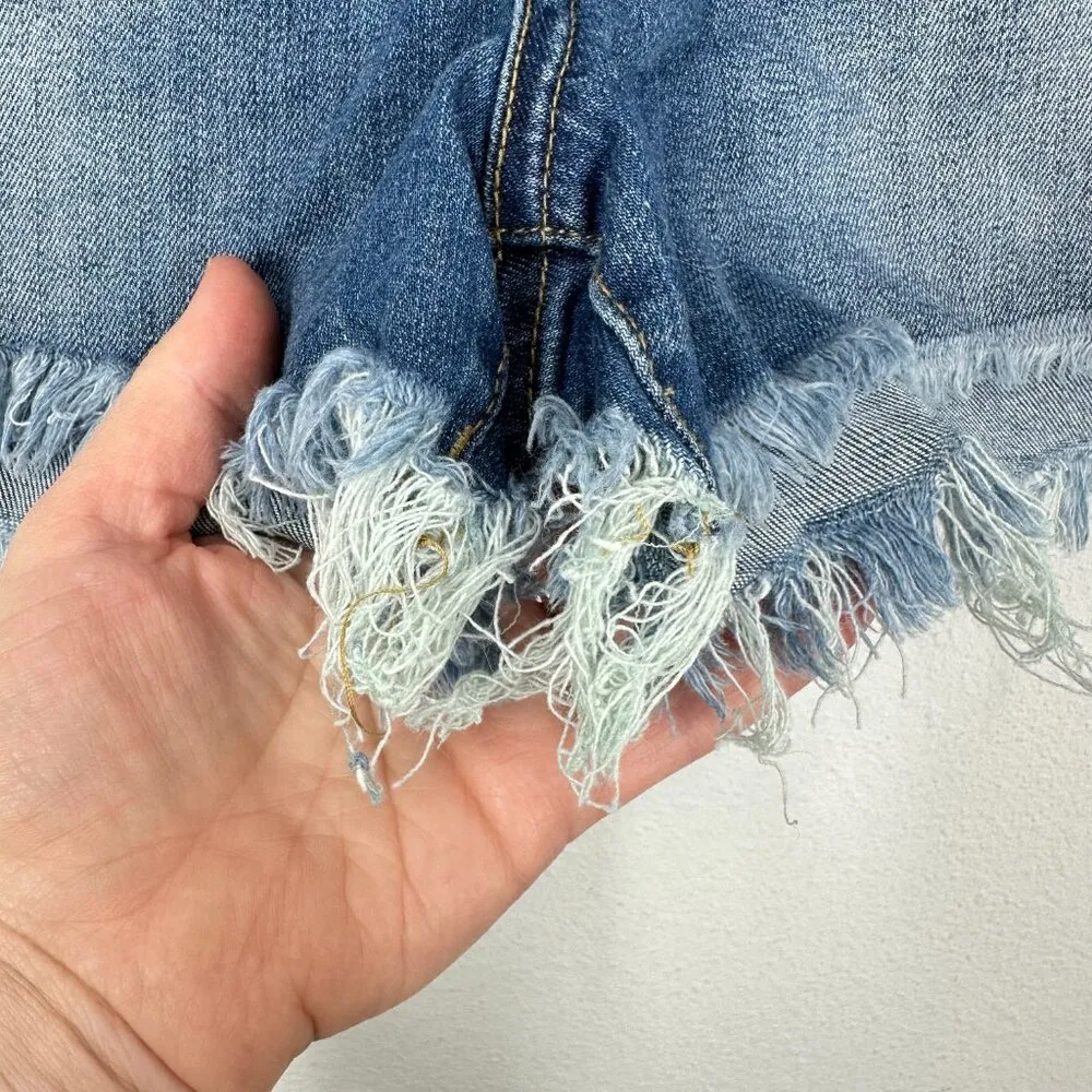 Blank NYC Size 31 Raw Hem Denim Jean Shorts Casual Medium Wash Zipper‎ Fly - Image 8