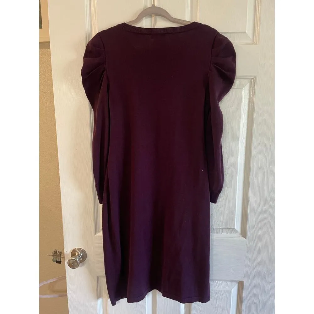 Calvin Klein Women's Puff-Sleeve Sweater Dress. Size XL. Eggplant - Image 2