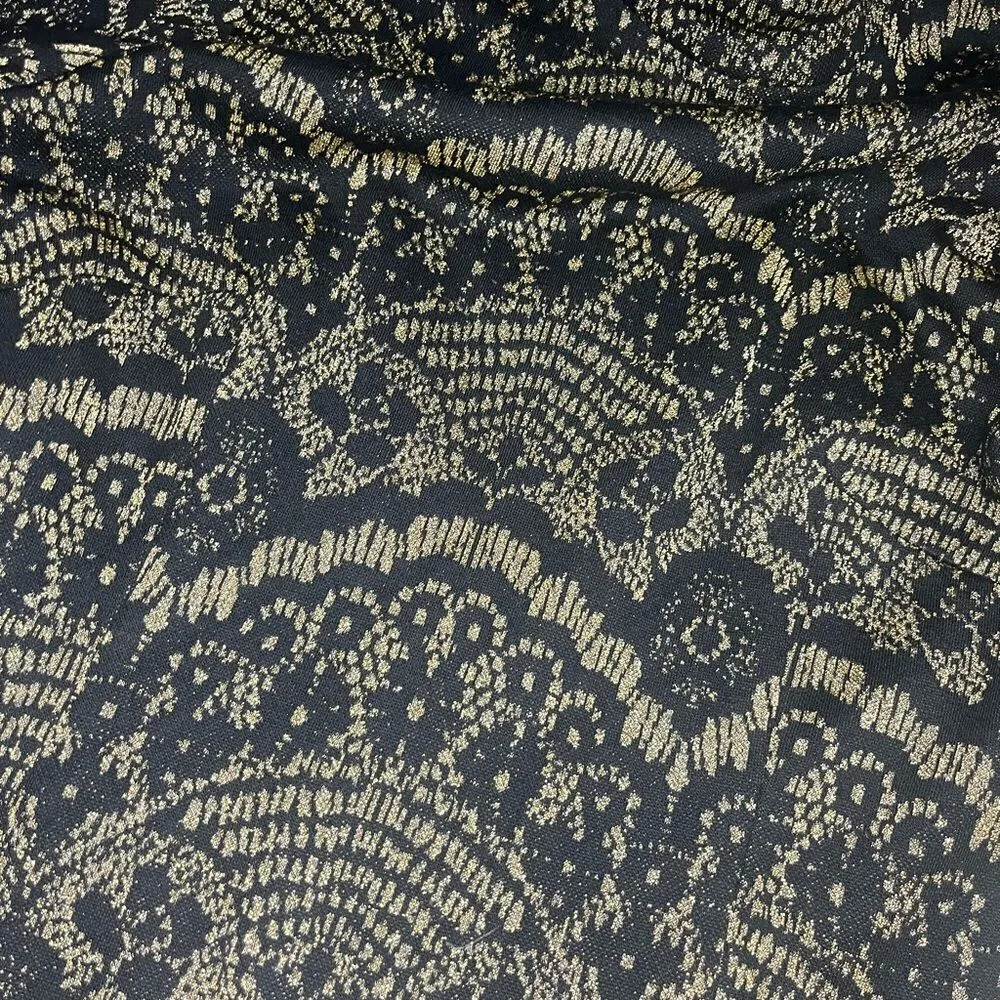 Alex Marie Aly Sparkly black/Gold Lace Jacquard Bell Sleeve Dress sz 8 - Image 6