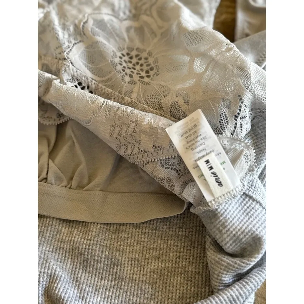 Aerie Lace Waffle Longline Bralette Medium Heather Gray Size Medium - Image 10