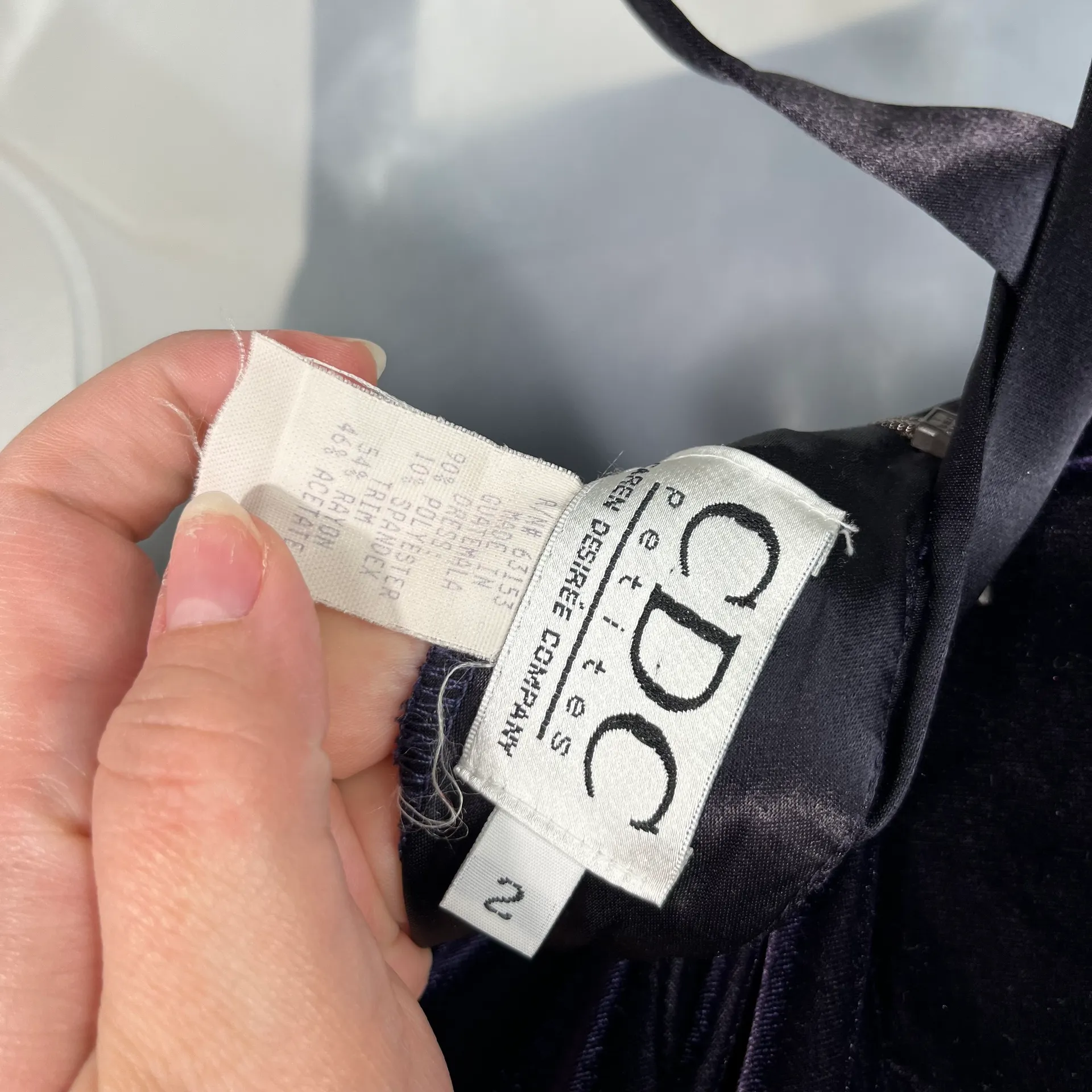 Vintage 90s Dark Purple Velvet Velour Strappy Back Fitted Midi Slit Dress 2 Prom - Image 6