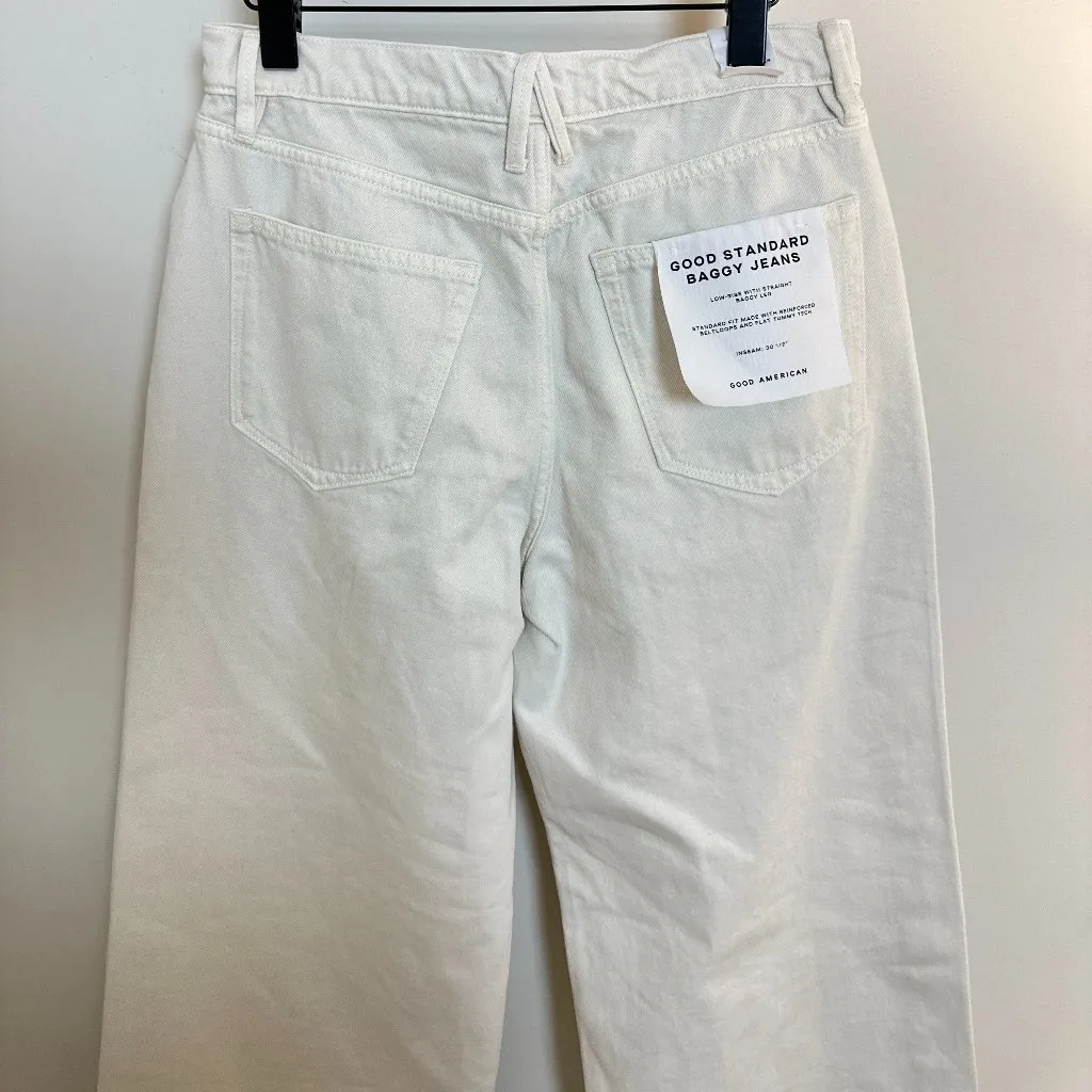 GOOD AMERICAN Good Standard Baggy Jeans in Wash Cloud White 001 Size US 26 NWT - Image 7