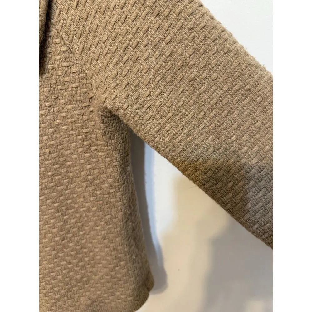 Banana Republic Sweater‎ Jacket Cowl Italian Yarn M Wool Cashmere Camel Heather - Image 3