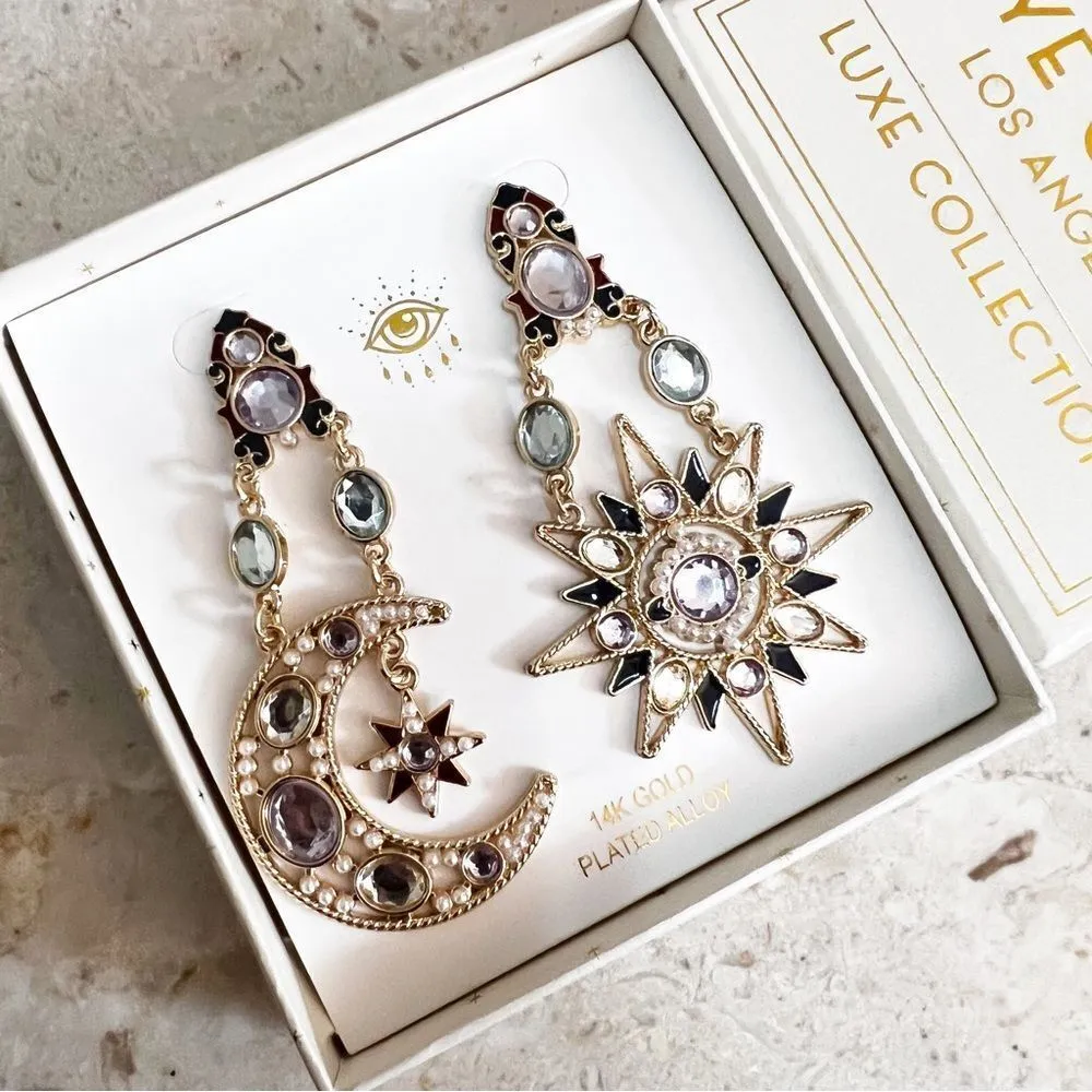 Eye Candy LA - Miya - Celestial Sun and Moon Statement Earrings - Image 3