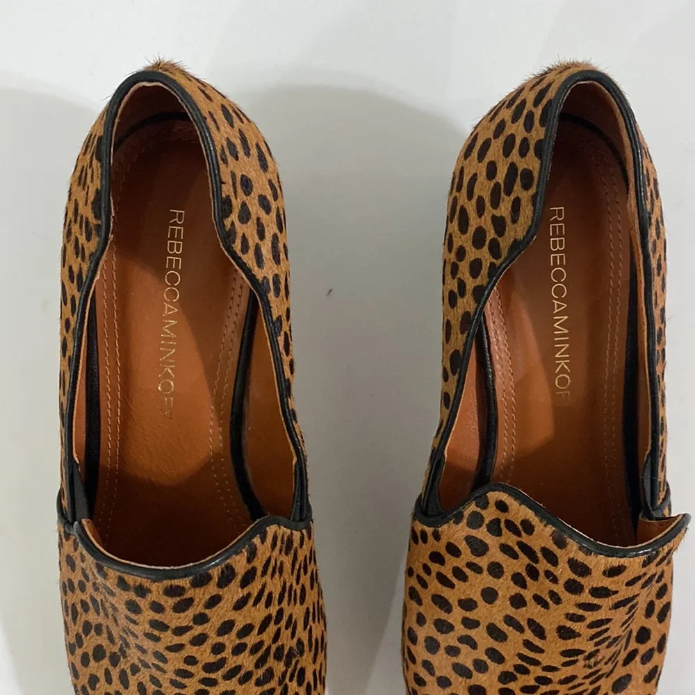 Rebecca Minkoff cheetah print calf hair smoking heeled loafers size 7 - Image 41