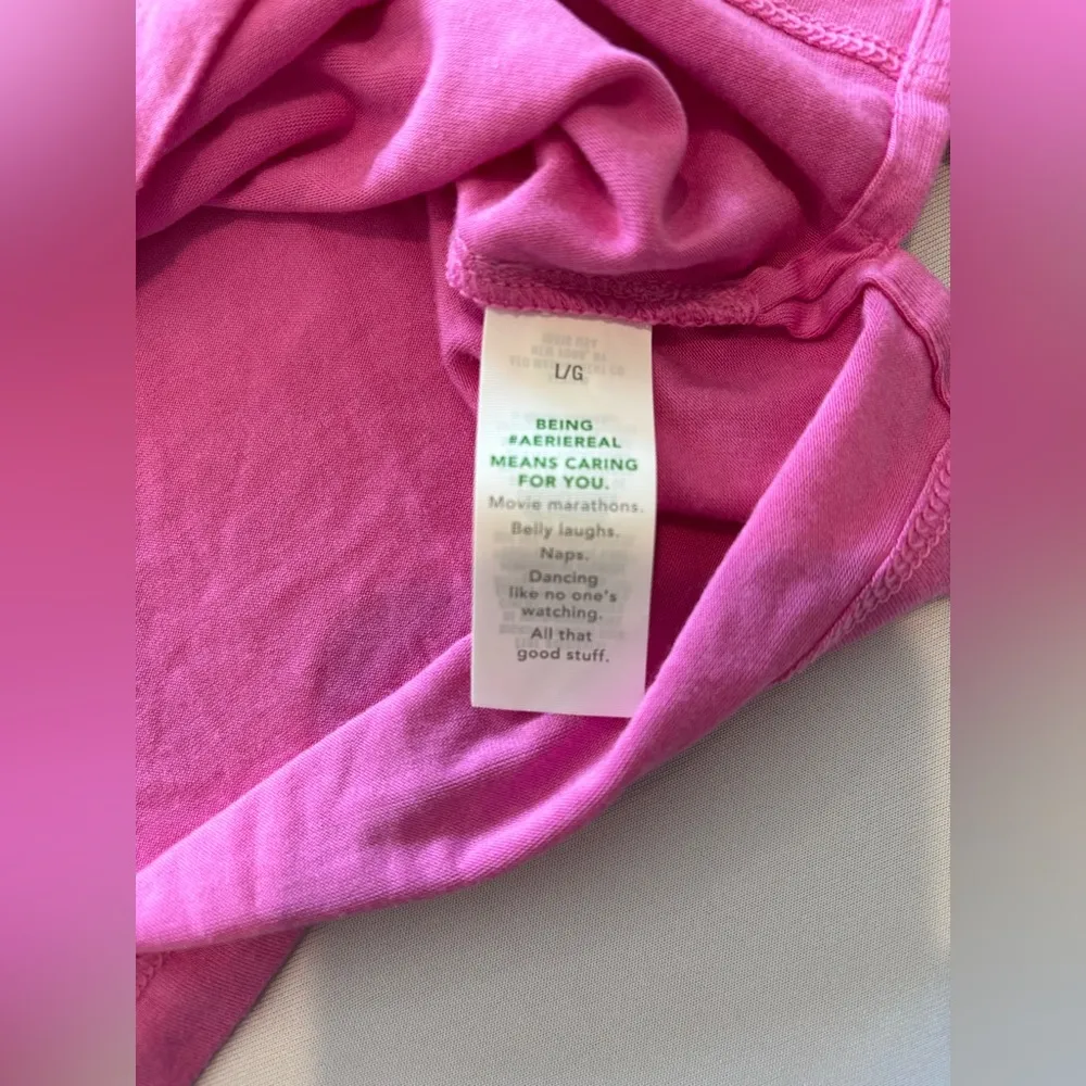 AERIE V Neck Lounge Super Soft Long Sleeve T-shirt Pink Size Large NWT - Image 7