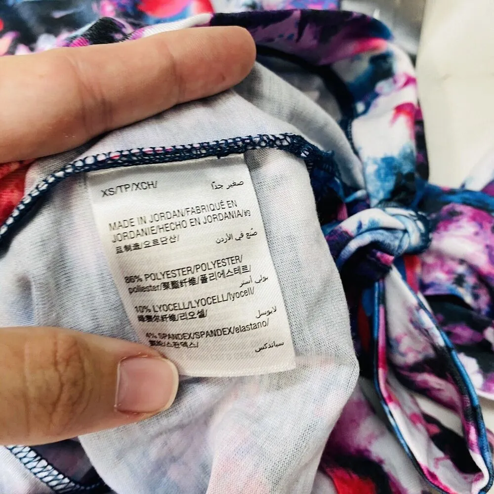 Ideology Womens White Floral Tie-Dye Side Tie Sleeveless Tank Top XS New - Image 5