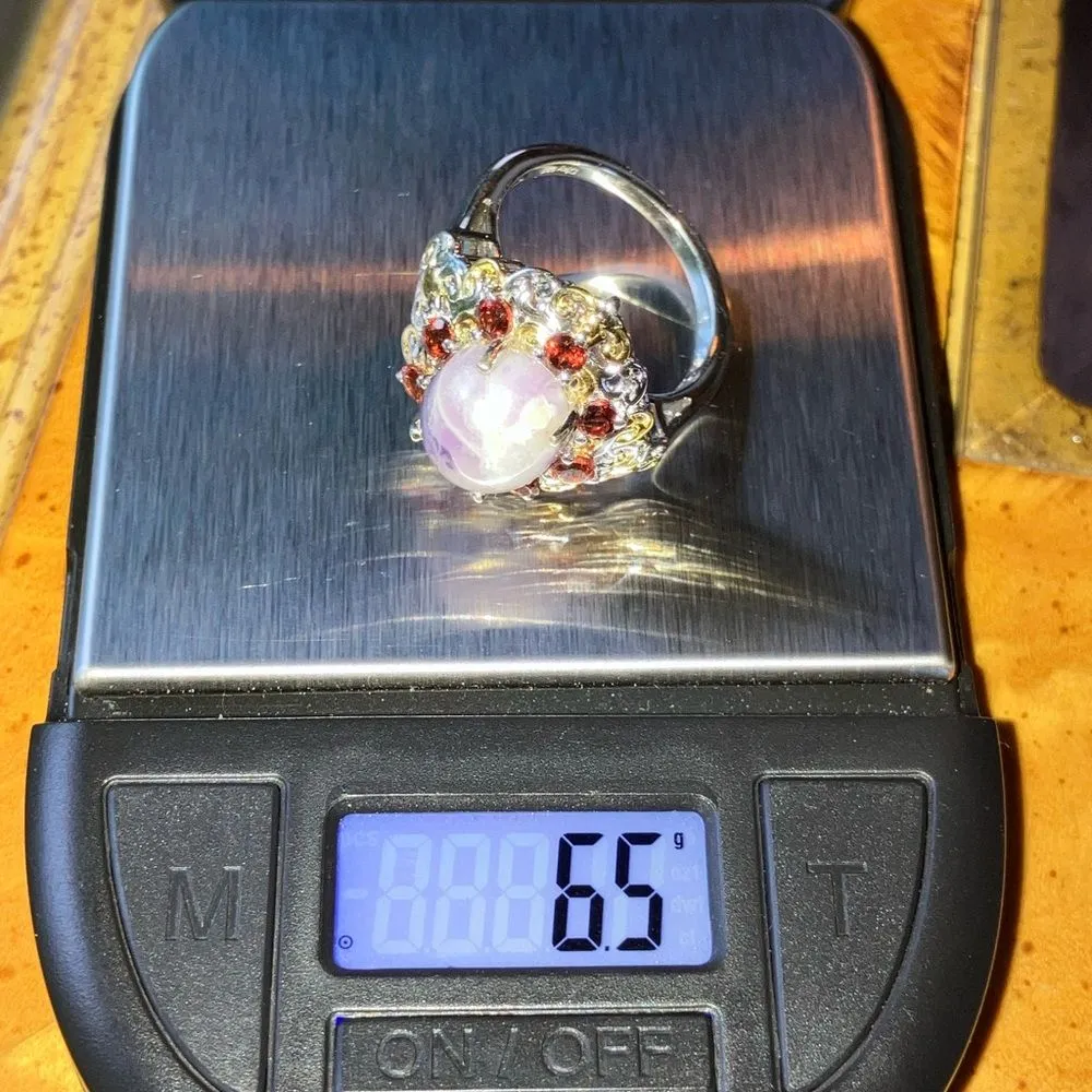 Tiffany Stone Red Garnet Sterling Silver Cocktail Ring Size 9 Purple - Image 9