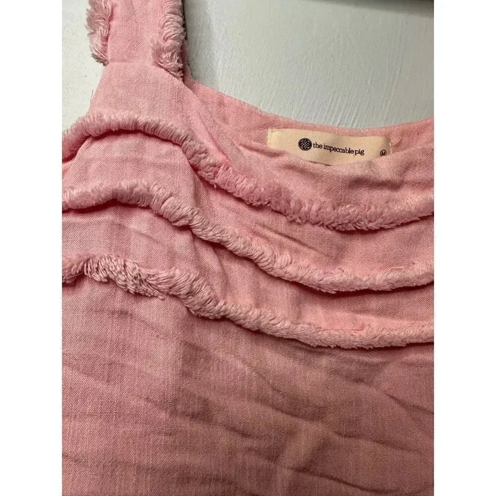 Impeccable Pig Sleeveless Blouse Size Medium Pink Layered Flowy Tank Top Loose - Image 3