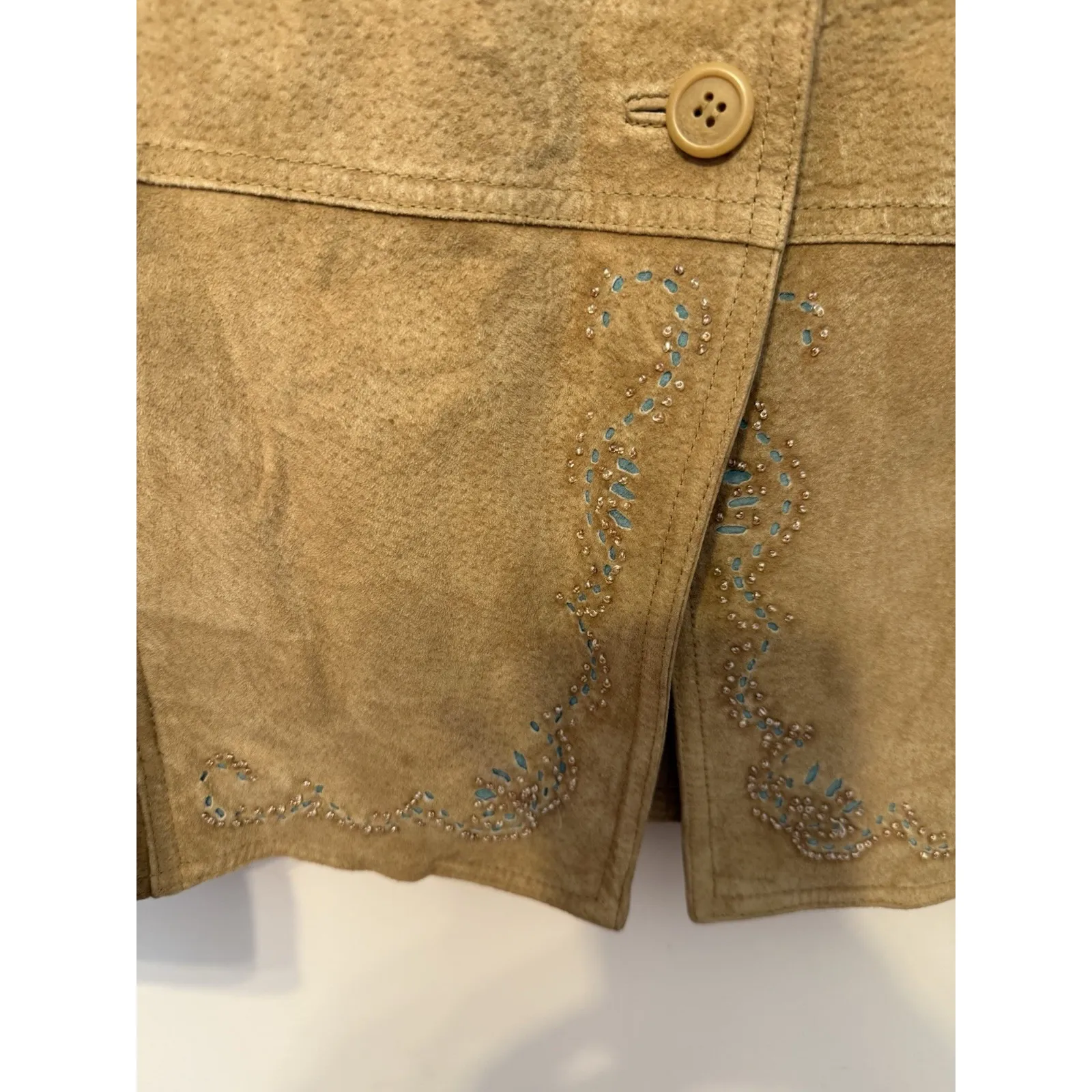 Brandon Thomas 100% Suede Leather Jacket Tan Women's Sz M Boho Western Rodeo Size M - Image 4