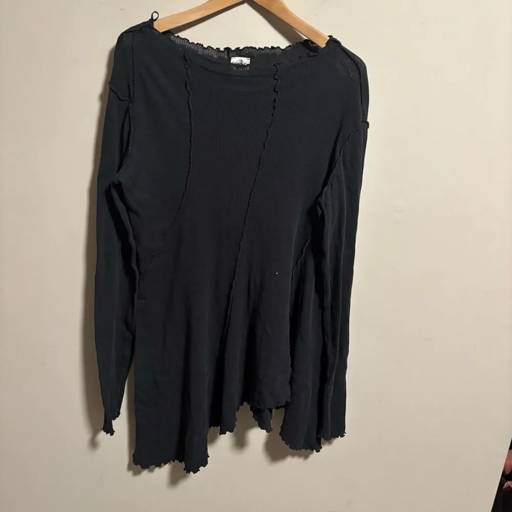 Free People Care Full Swing Asymmetrical Tunic - Black- Size Large - Image 3