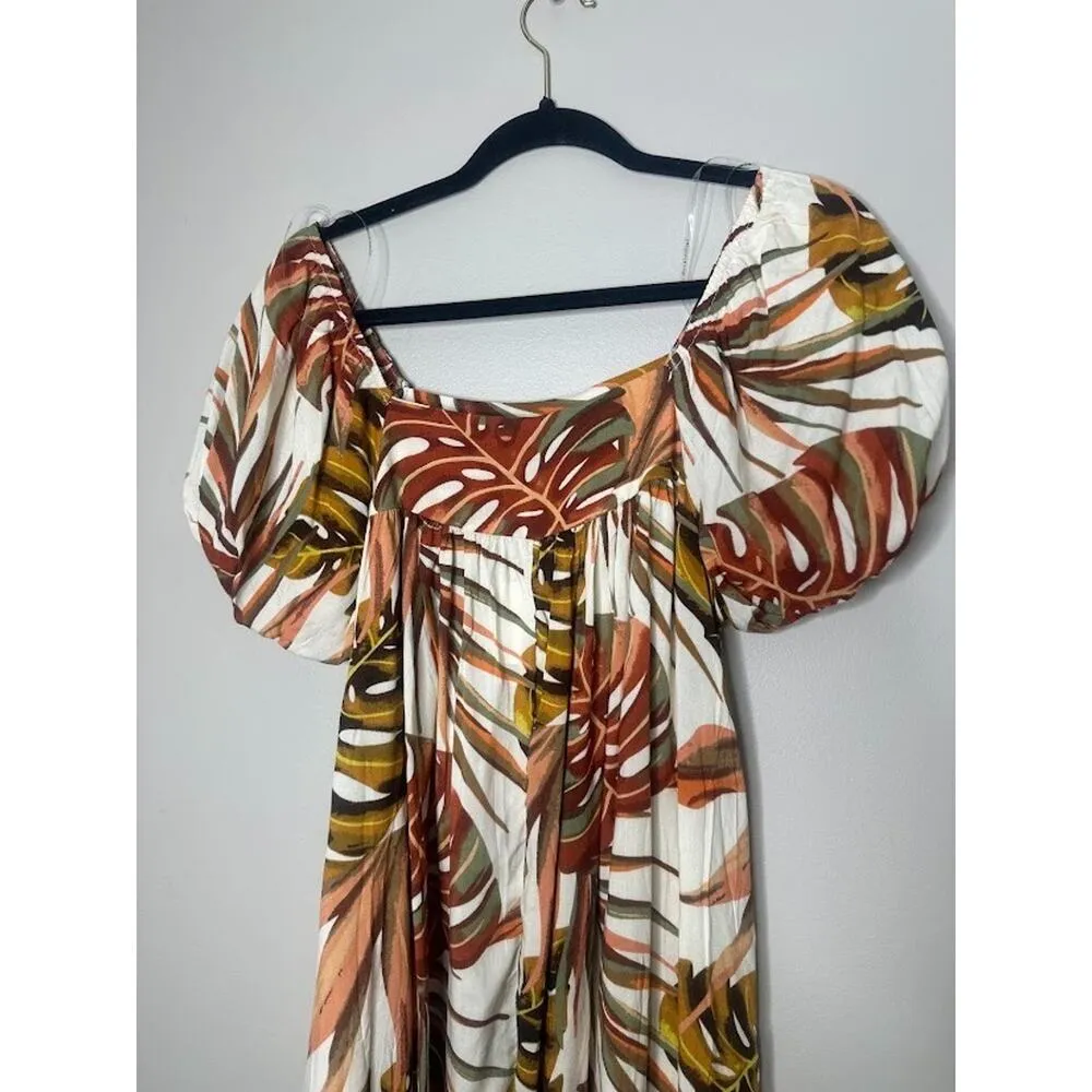 Hayden Los Angeles Puff Sleeve Mini Dress Small Botanical Tropical Flowy Floral - Image 5