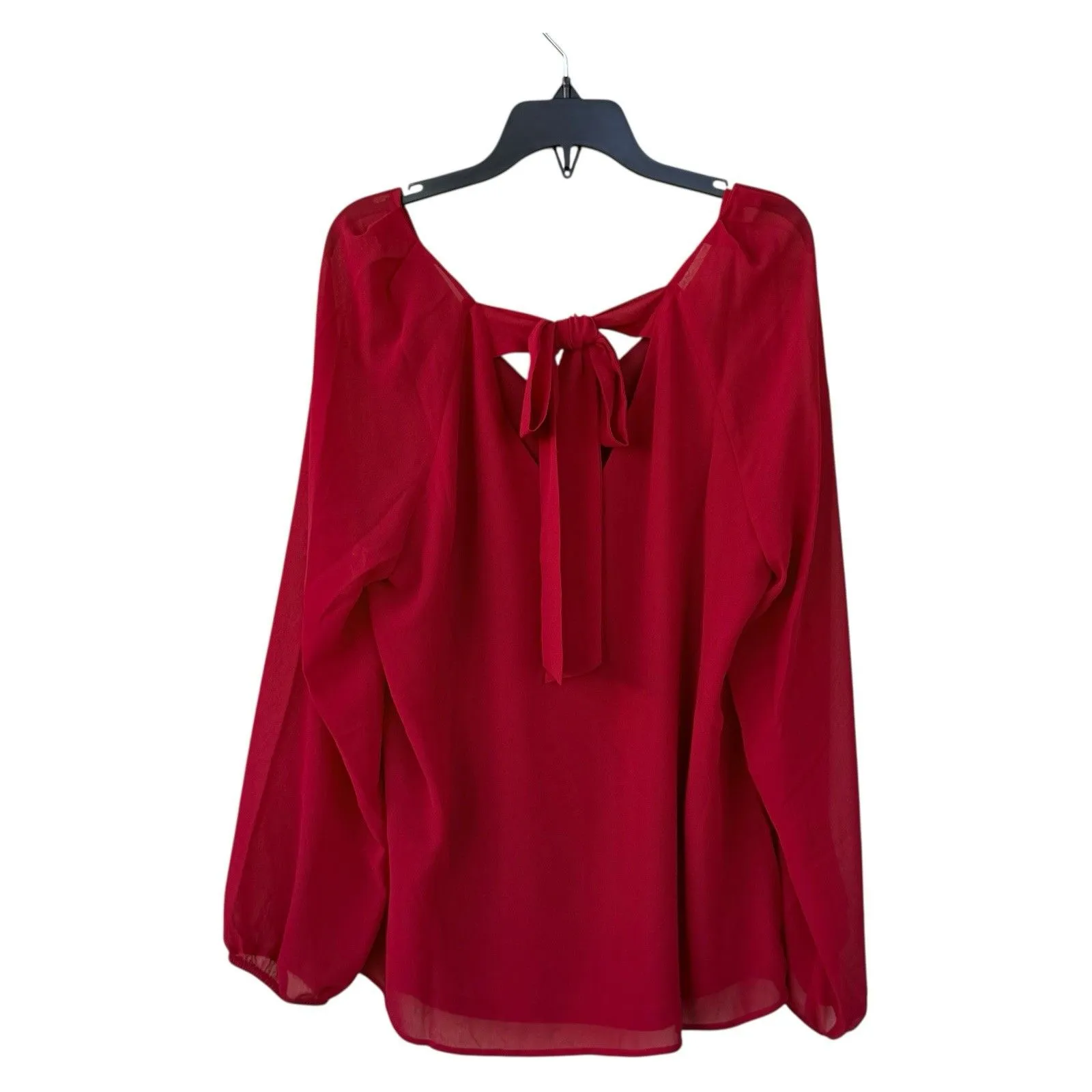NWT Kasper Raglan Sleeve Bow Back Blouse Top Red V Neck Soft Women’s Small Size - Image 2