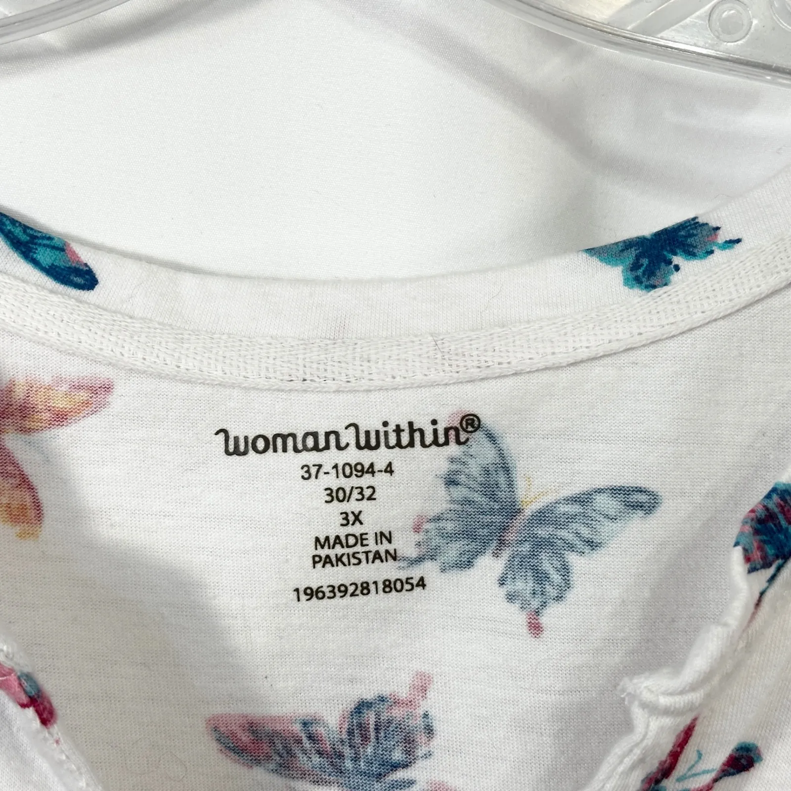 Woman Within Plus Size 30/32 Top 3X Butterfly Print‎ V-Neck Short Sleeve Tee 707 - Image 8