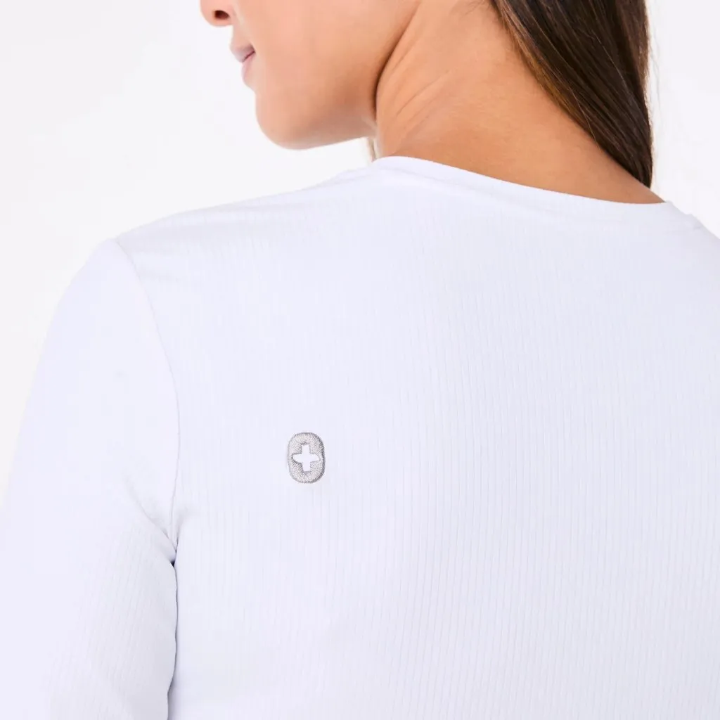 FIGS  Ribbed Longsleeve Underscrub in White, Size Large - Image 6