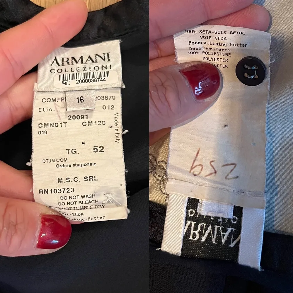 ARMANI COLLEZIONI Silk Navy Skirt A-Line Straight Italy TG 52 US 16 Plus 90s Y2K - Image 3