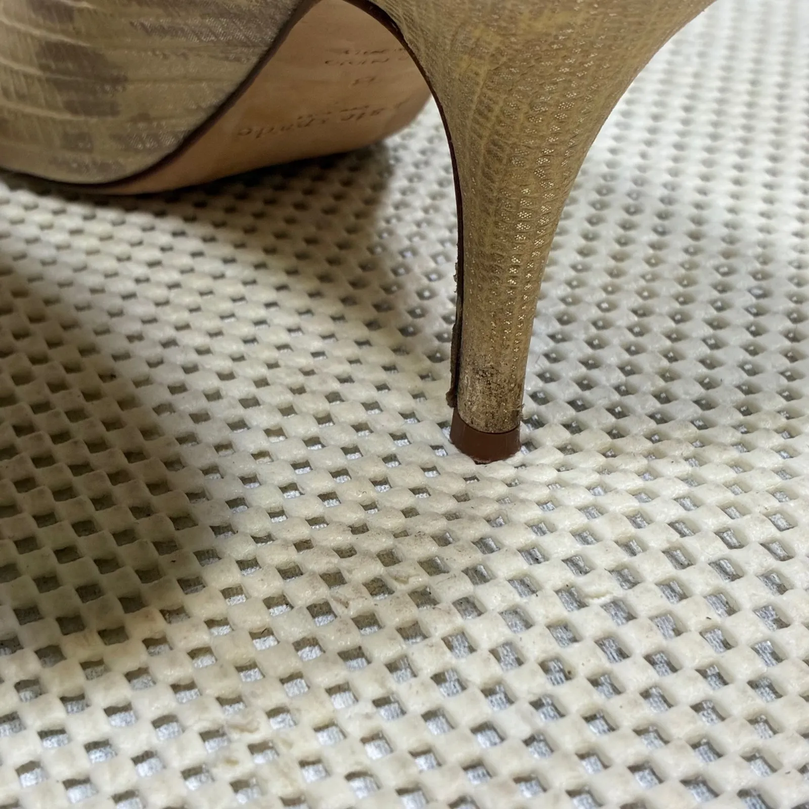 Kate Spade New York‎ Billie Peep Toe Heels Gold Snakeskin Leather Pumps Size 7 - Image 6