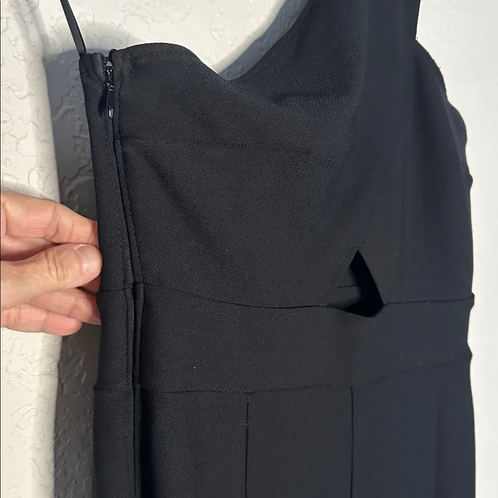 Abercrombie & Fitch Jumpsuit Black One Shoulder Slit Pants Cut Out Wide Leg Date - Image 5