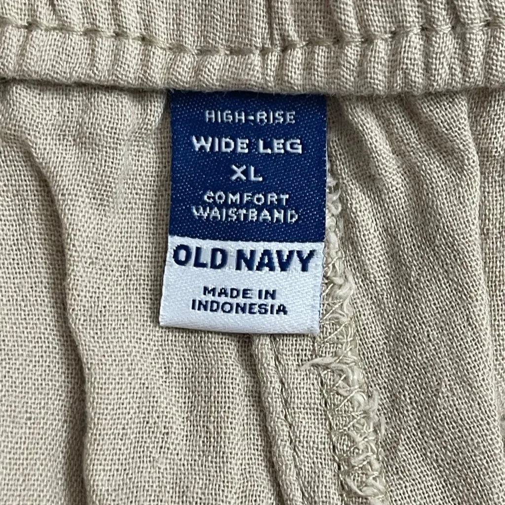 Old Navy High-Rise Wide-Leg Pants Women's Size XL Khaki 100% Cotton‎ Pockets - Image 4