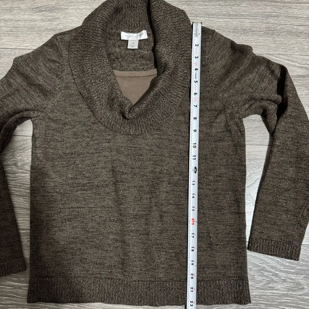 Christopher & Banks Women Dark Brown Cowl Neck Long Sleeve Sweater Sz M Petite - Image 11