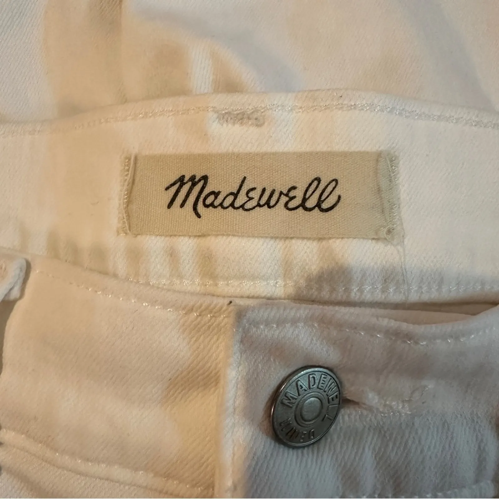 Madewell‎ The Perfect Vintage Crop Jeans in Tile White: Raw-Hem Edition Sz 31 - Image 8