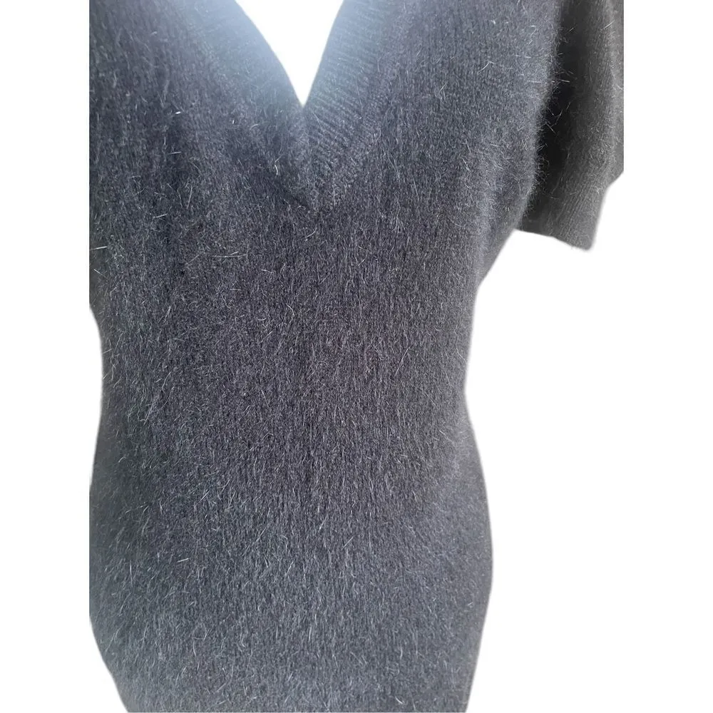 Modo International Women’s Angora Rabbit Hair Midi Dress Black L Size L - Image 2