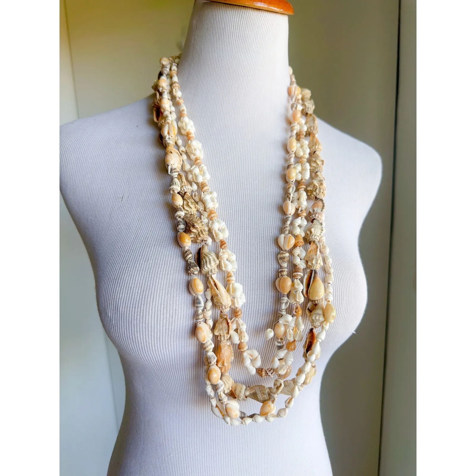 Set of 4 Seashell long strand necklaces Beachy Indie Vintage Jewelry Boho - Image 7