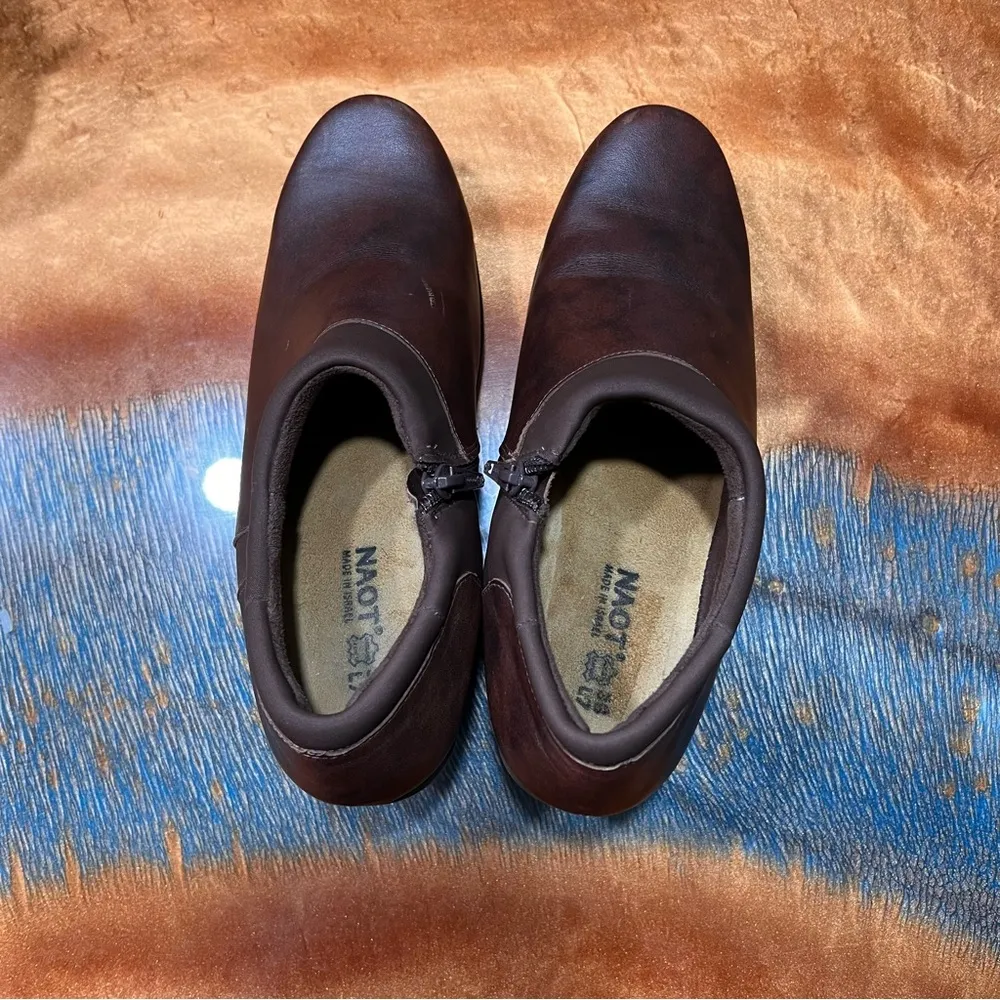 Naot Leather Heeled Clogs side zip size 38 Brown - Image 7