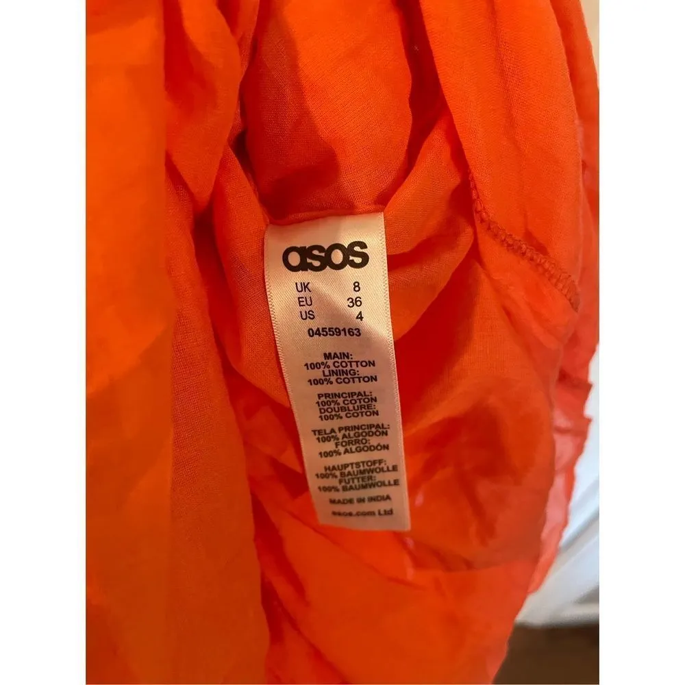 ASOS  eyelet coral orange lace up back midi dress 4 - Image 4