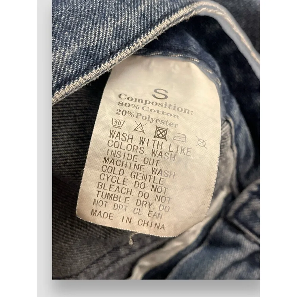 Women’s Denim Trendy High Waist Wide Leg Y2K Jeans Star Patch Pants Sz Small - Image 7