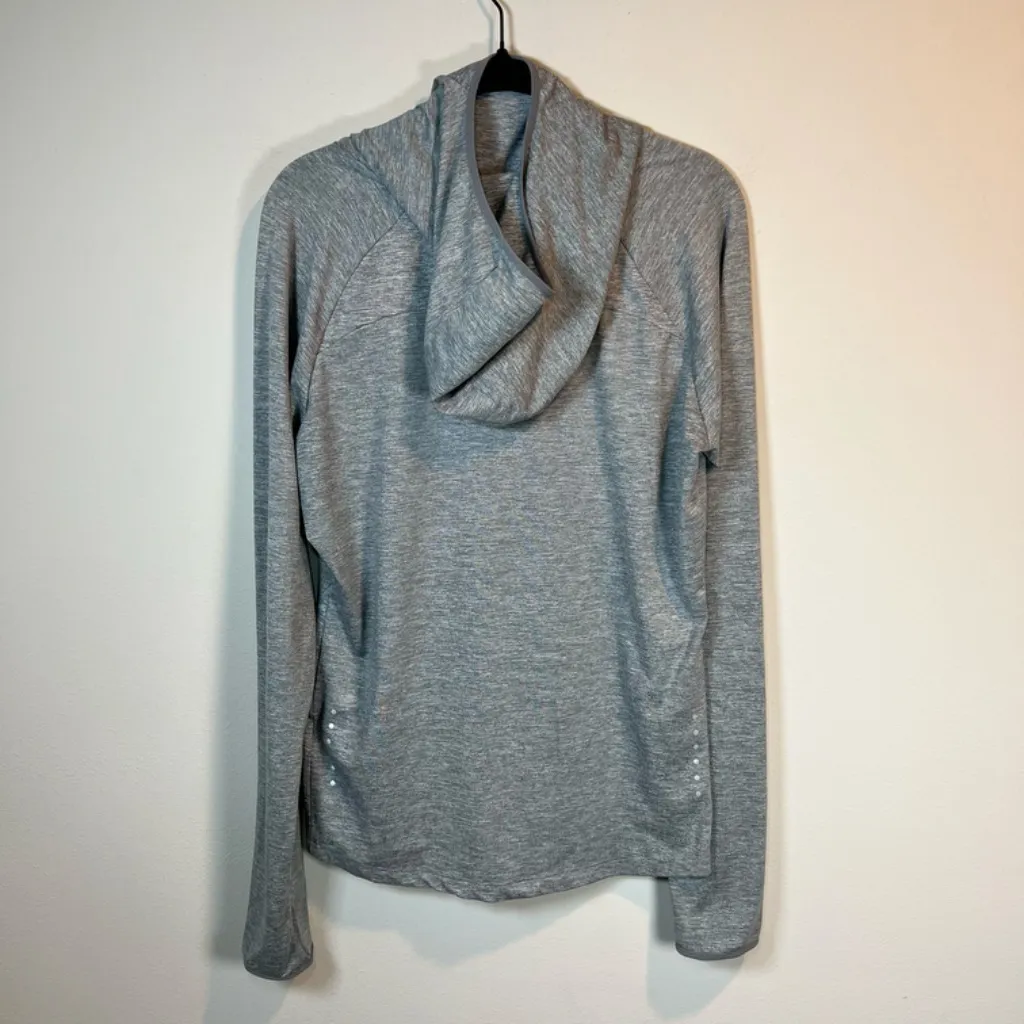 Nike Dri-Fit Element Running Hooded Shirt Gray Mock Neck Reflective Womens Large - Image 11