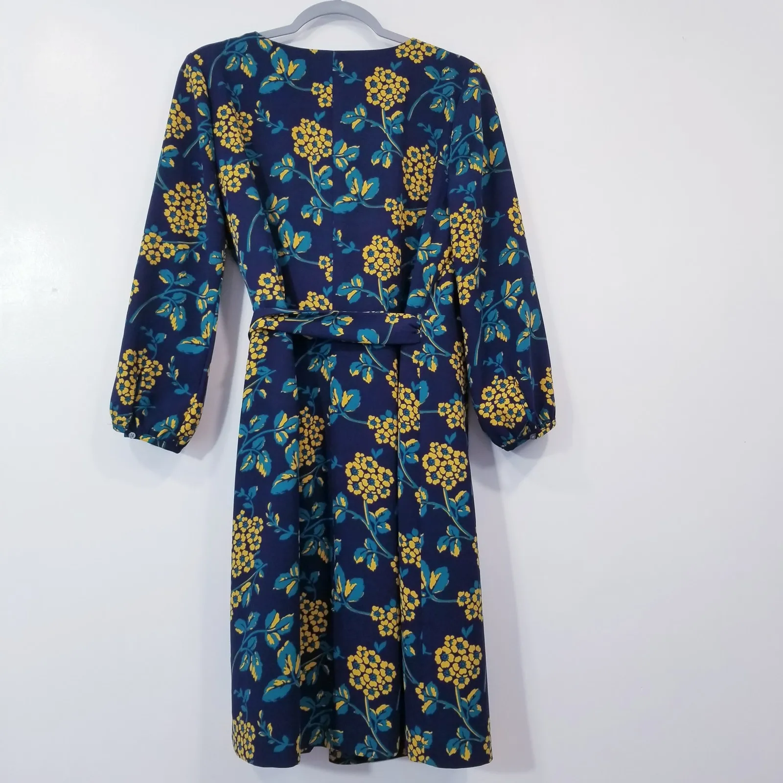 J, Crew Floral Print Wrap Dress V-Neckline 3/4 Sleeves - Image 4