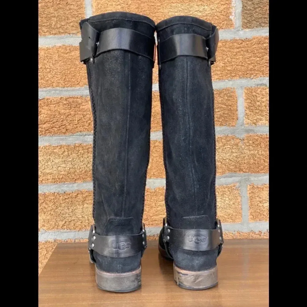 UGG WOMEN DREE BLACK LEATHER BOOTS Sz 7 - Image 3