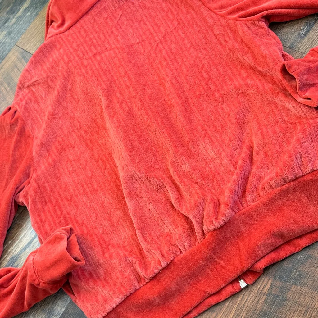 Speedo Vintage Red Velour Zip Up Hoodie Jacket Top Womens M/L Fit 90s Y2K - Image 11