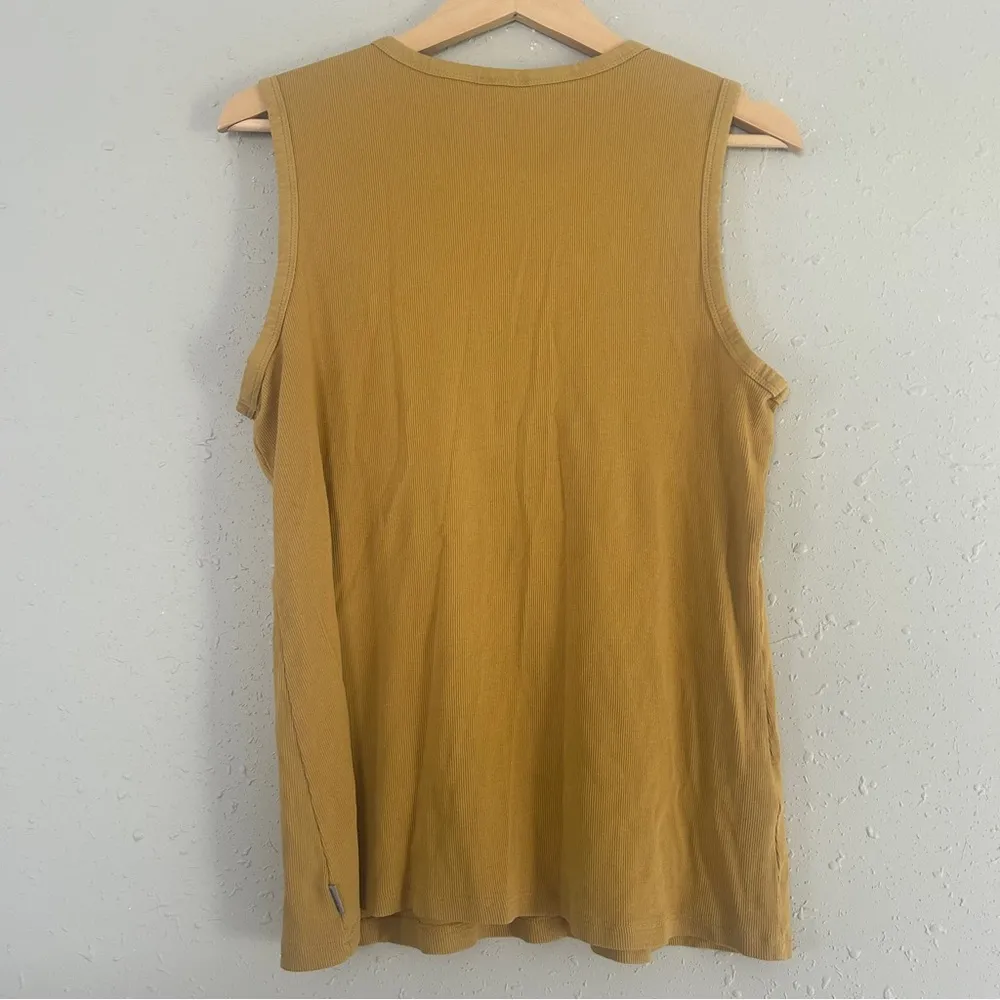 Eddie Bauer Mustard Tank Top Ribbed Casual Sleeveless Summer Yellow XL - Image 4