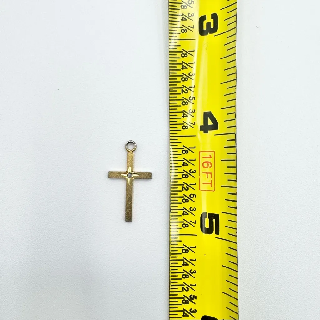 Gold Plated Vintage Cross With Gem Diamond - Image 8