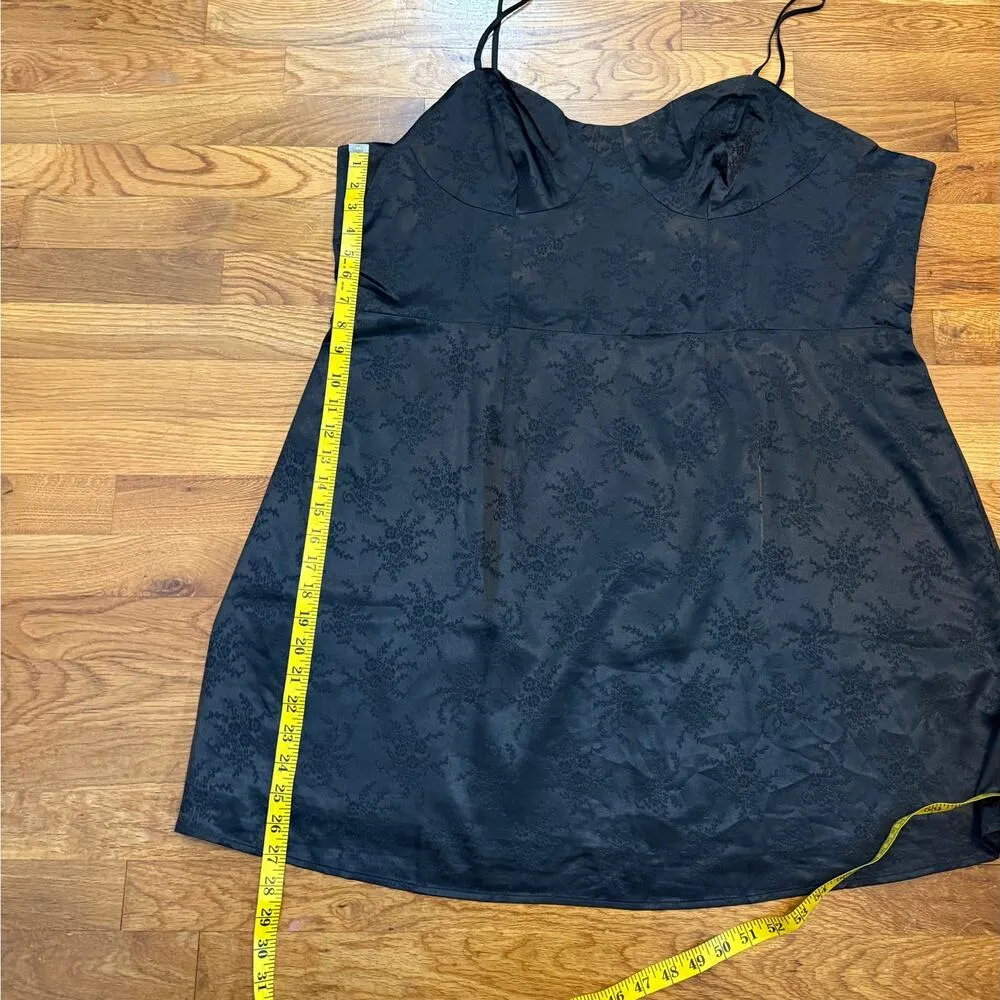 BP Women’s Plus Size 3X Black Satin Jacquard Floral Corset Mini Slip Dress Sexy - Image 5