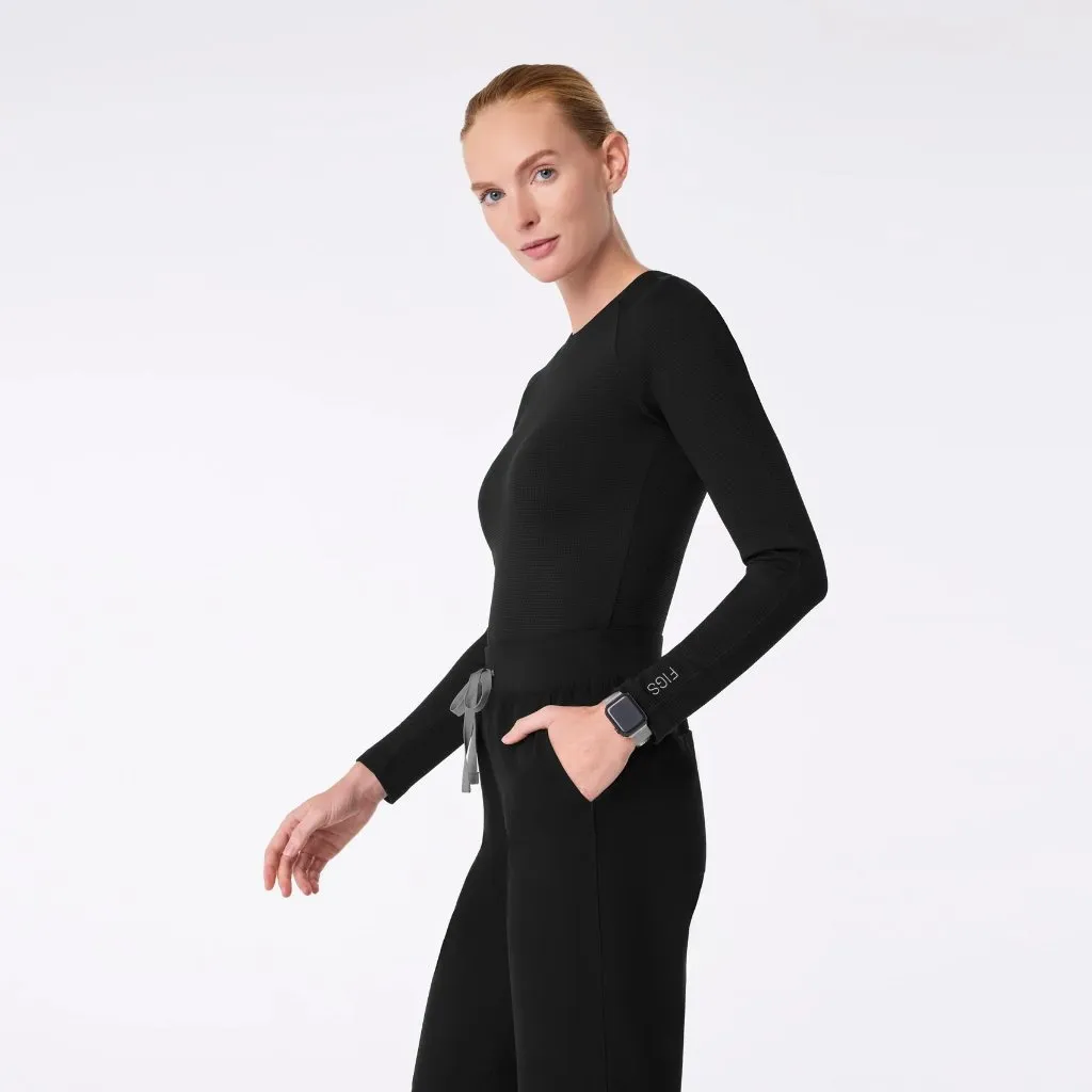 Figs Waffle Longsleeve Underscrub in Black, Size XXS - Image 2