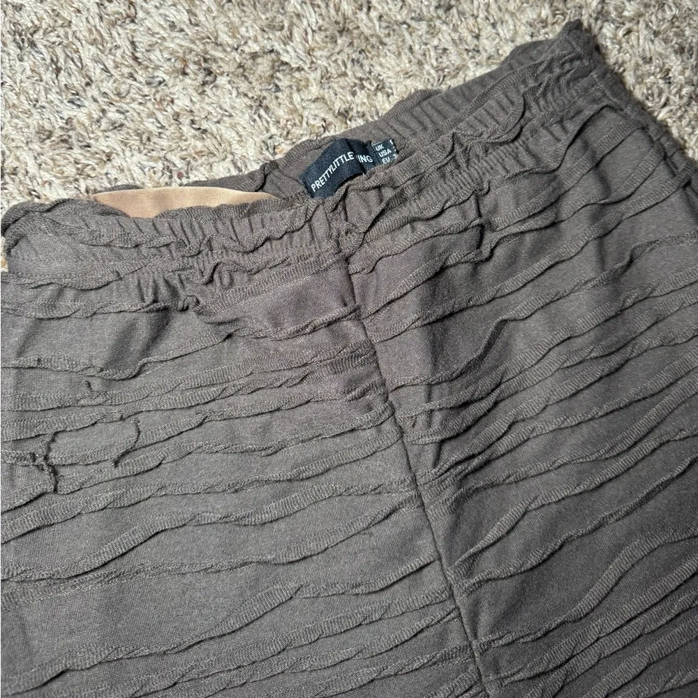 Brown Pleated Jersey Skinny Flared Trousers - Image 6