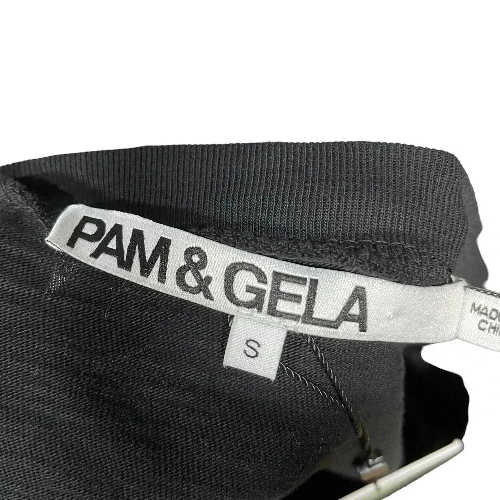 Pam & Gela Side Ruched Long Sleeve T-Shirt‎ Dress Black Size Small - Image 9