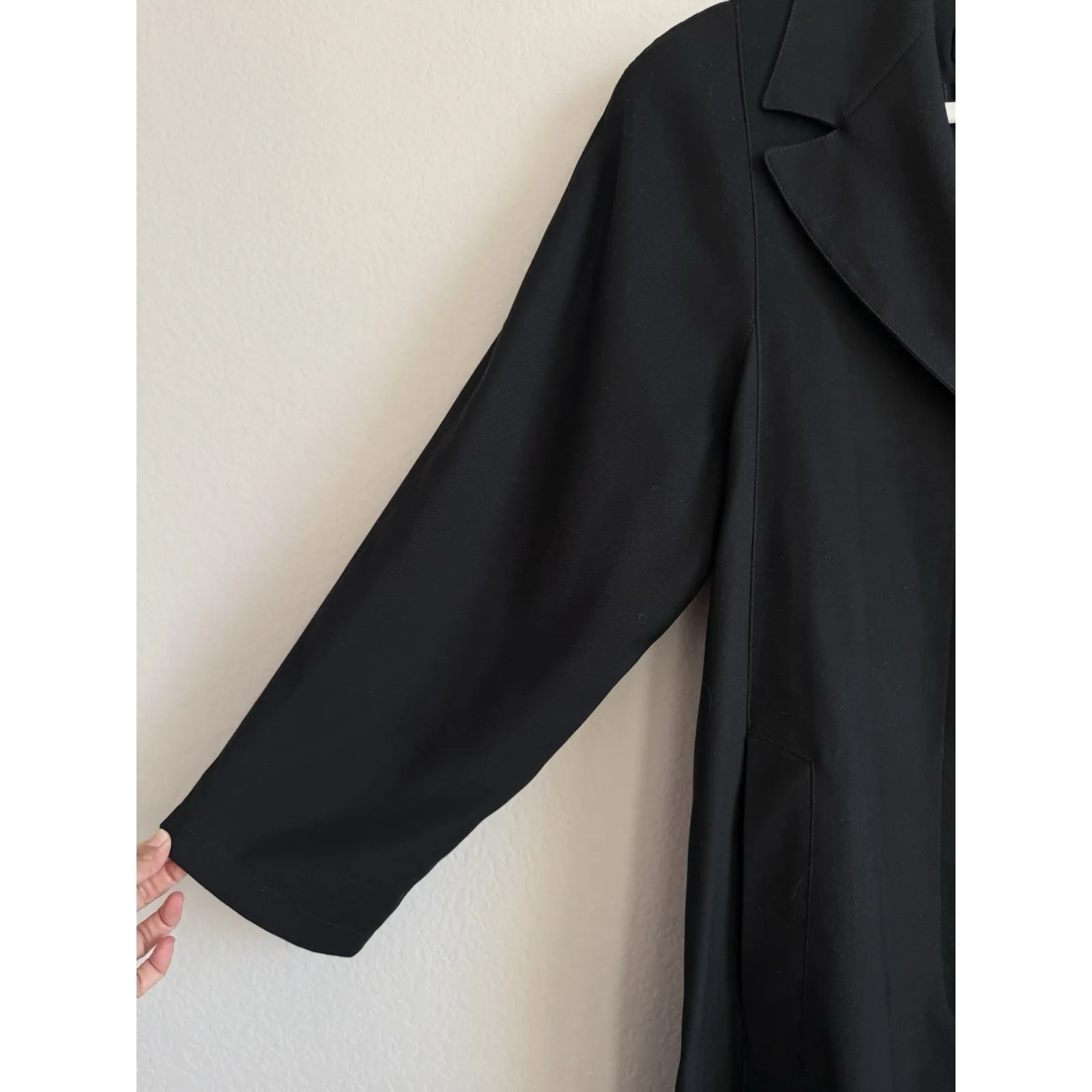 VTG Utex Limited Edition Women Sz 8 Black‎ Swing Trench Coat Classic Lightweight Black - Image 8