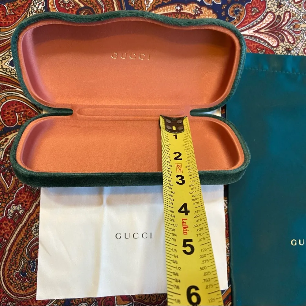 Gucci Sunglasses Eyeglasses Velvet Case Cloth & Pouch Teal Green Lux Set Replace - Image 4