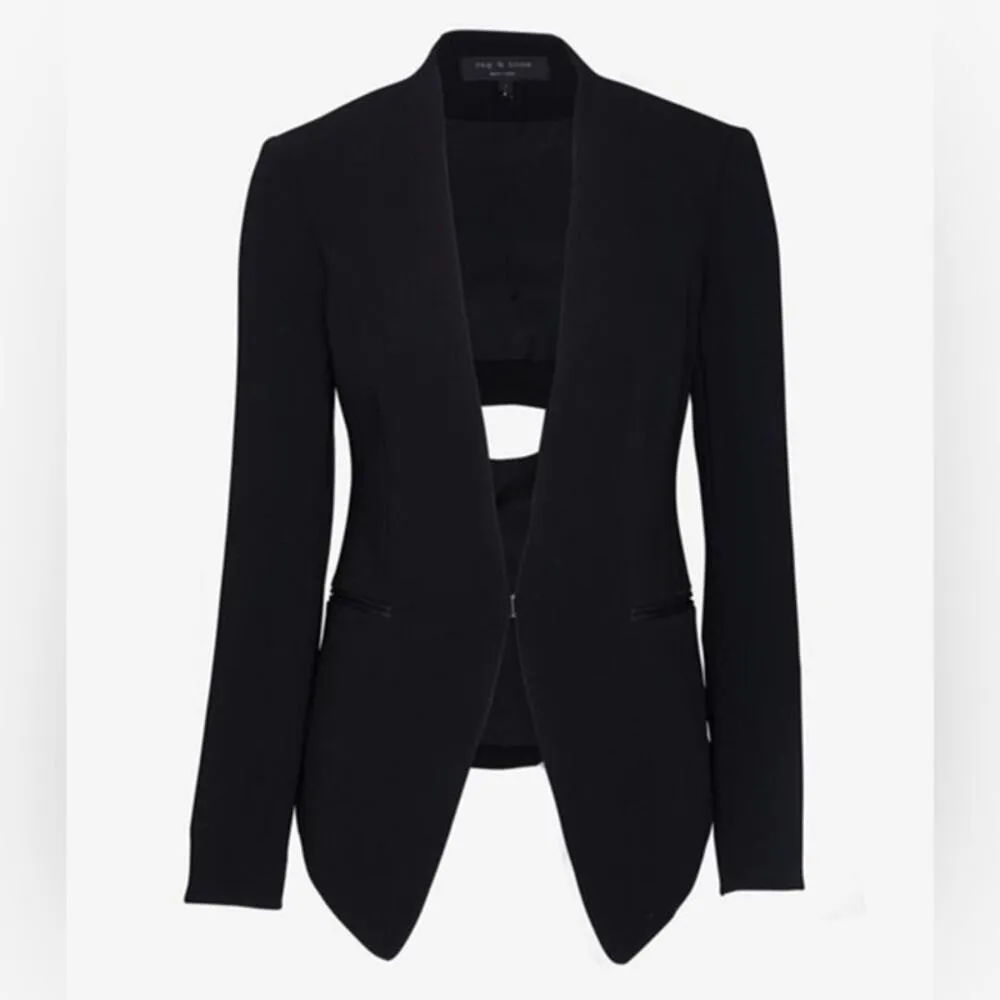 Rag & Bone‎ Women's Teresa Cut Out Peekaboo Back Blazer Black Size 2 - Image 4