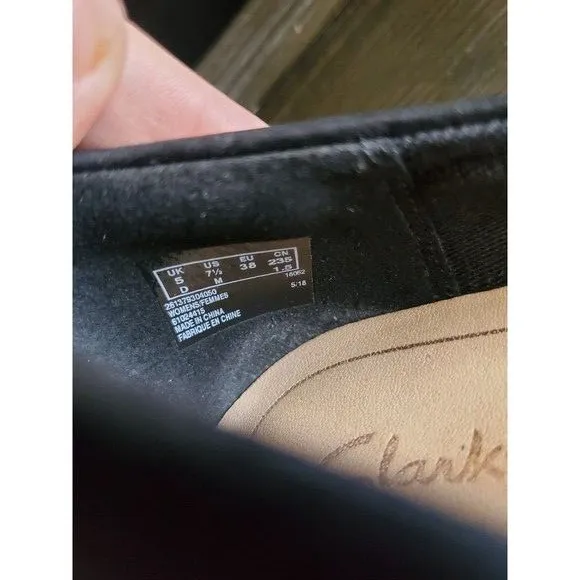 Clarks Orabella Lily‎ Black Bow Suede Block Heel Shoes Size 7.5 - Image 10