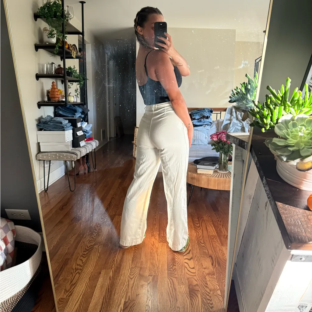 Frame Denim Cream Wide Leg Pants - Image 2