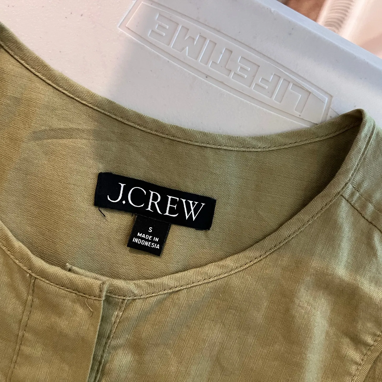 J.Crew Sage Green 100% Cotton Button Down 3/4 Sleeve Oversized Shirt Size Small - Image 7