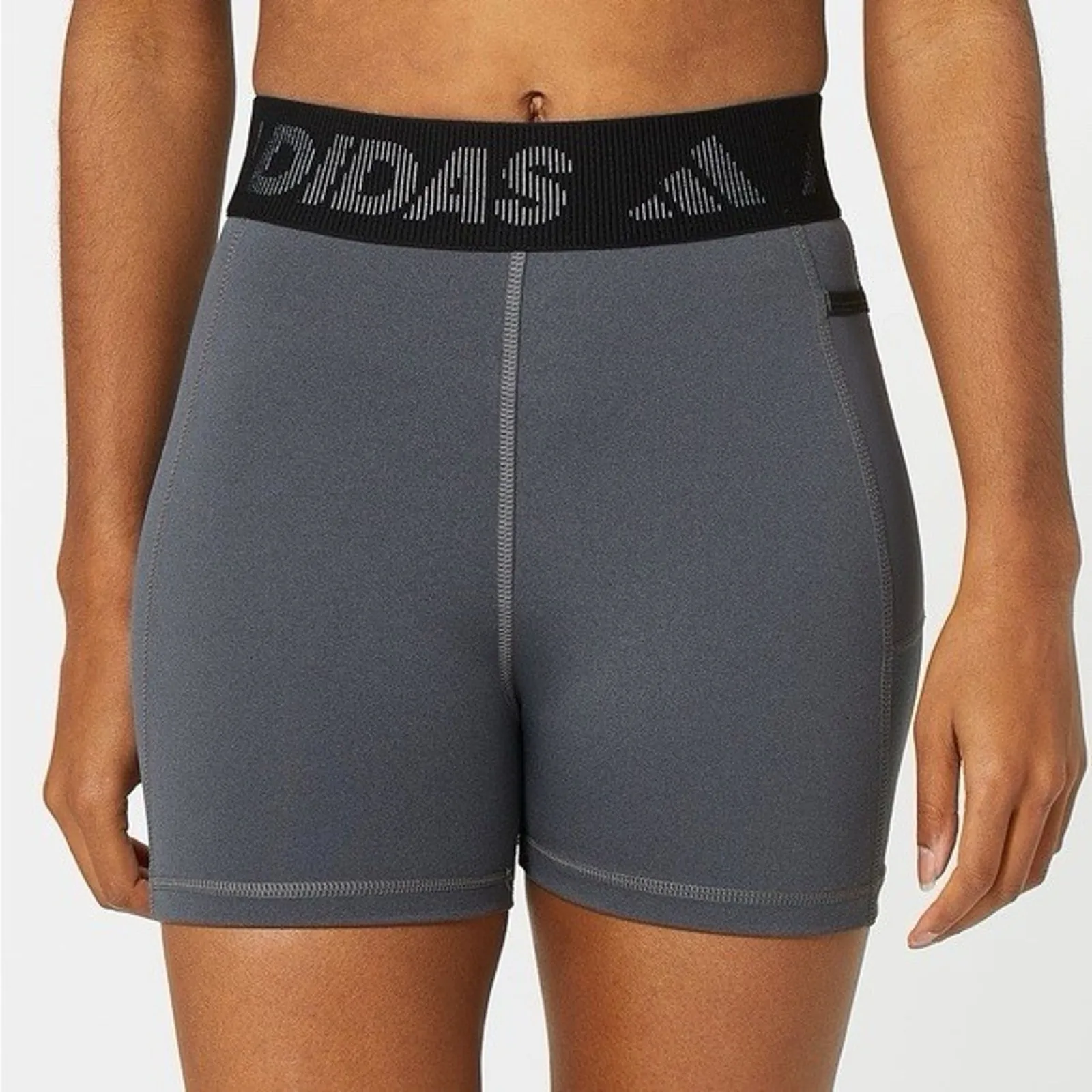 adidas Training Tech fit 3 Bar logo waistband tight shorts in grey L - Image 11
